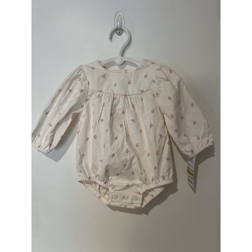 NWT Carter's White Pink Floral Corduroy Romper Size 6‎ Months Baby Infant Girls
